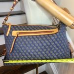 Dooney & Bourke Vintage Dooney and Bourkey Blue Jacquard Monogram Top Zipper Tote Shoulder Bag Photo 14