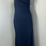 After Six One Shoulder Draped Cowl Neck Maxi Dress Midnight Navy Size 12 NWT Photo 3