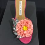 Veronica Beard NEW  Sequined flower suede mules Barbie pink Photo 1