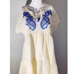 Scoop Ivory Blue Embroidered Gauze Dress Size M – Boho Tassel A Photo 0