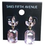 Saks 5th Avenue Saks Fifth Avenue NWT Leaf Crystal Rectangle Soft Petal Pink Dangle Earrings Photo 1