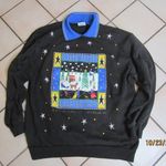 Bobbie & Brooks Vintage Bobbie Brooks Sweatshirt Women's Large collared Black Christmas stars Photo 0