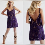 Free People  FP PYT mini purple boho dress spring bohemian lace crochet Photo 2