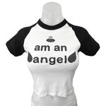 Los Angeles Apparel Black White Am An Angel Crop Baby Tee T Shirt Top Size S Photo 0