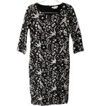 Boden Winifred Black Mystic Woodland Birds Knee Length Sheath Size 6L Photo 2