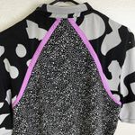 Jamie Sadock Shirt Womens Large Short Sleeve Black Grey Golf 1/2 Zip Mixed Print Photo 7