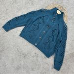 Sundance  Women’s Wool Blend Winter Tryst Cardigan Button Front in Teal Blue PM Photo 2