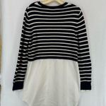 Theory  Rymalia Sweater Shirt Dress Tunic Top Striped Medium Blue Whte Photo 7