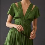 Anthropologie Deep V-Neck Vibrant Green Mini Dress Cocktail Size 4 Photo 1