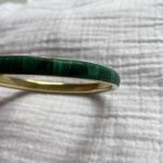 Malachite Brass‎ Bangle Green Vintage Gold Bracelet Photo 6