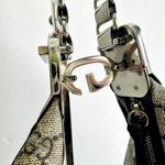 Gucci GG Supreme Monogram Textured Calfskin Web Large Shoulder Bag Beige Ebony Photo 4