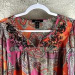 Style & Co Womens Tops Size S Sheer Chiffon Paisley Print Photo 2