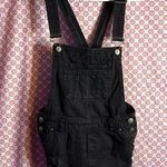 H&M Divided Black Denim Distressed Overall Shorts Size 6 Photo 0