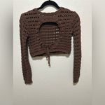 Free People  Beach Waiting For Tonight Fauxchet Top Size XS Chocolate Lava Brown Photo 3