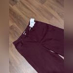 Mango  cotton pleated front wide leg jeans in dark maroon NWT $88 Photo 9