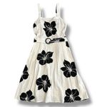 Who What Wear  XXL Hawaiian Hibiscus‎ Dress A-Line Linen Blend NWT Black White Photo 0
