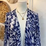 Michael Stars Blue White Kimono Cardigan Open Front Boho Lightweight Viscose Photo 3
