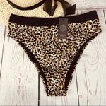 Relleciga  Medium Swim Bikini Bottoms Leopard Print High-Cut Stretch Multi New Photo 0