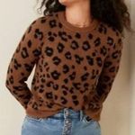 Old Navy Brown Cozy Leopard Print Crewneck Sweater S Photo 0