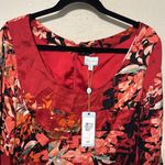 Tracy Reese  Red Floral Silk Blend‎ Sculpted Sheath Dress Size 4 NWT Photo 2