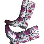 Coach Poppy Rubber Jelly Tall Preppy Rain Boots 7 Printed Pink Flowers Fairycore Photo 0