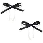 Casa Clara Nina Earrings in Pearl One Size New Womens Dangle Ribbon Bow White Photo 0