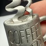 Signed JJ Coffee Lover Cup With Spoon Charm Dangle Brooch Pin Jonette Jewelry Silver Photo 5