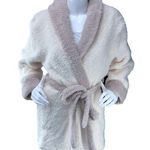 Barefoot Dreams  Womens Size 1 Cozychic Two Tone Cream Brown Short Robe Style 549 Photo 0