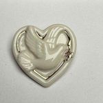 Signed Lenox Porcelain Peace Dove Heart Christmas Holiday Brooch Pin Photo 7