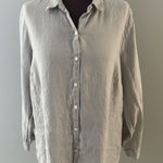 J. Jill Love Linen Essential Shirt Size L Gray Lightweight Lagenlook Coastal Size L Photo 0