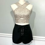 Marciano Antoinette Lace Beige Cropped Halter Top Size 0 Photo 3