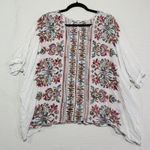 Umgee  USA Embroidered Tunic Top Women's M/L White Boho Floral Photo 0