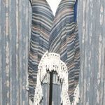 Umgee  Boutique Cardigan Open Knit Sweater Vest S/M Boho Long Fringe Hem Festival Photo 6