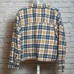 American Eagle Women's M Blue Orange Plaid Flannel Shirt Jacket 100% Cotton Size M Photo 3