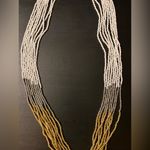 Talbots NWT White Silver Gold Seed Beaded Necklace summer beach casual resort Photo 4