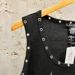 Bus Stop Los Angeles Black Rhinestone Grunge Studded Skull Print Tank Top 2X 2XL Photo 1