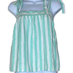 Stoney Clover Lane Stoney Clover XL Green White Stripe Tie Straps Linen Blend Babydoll Crop Top NEW Photo 0