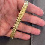 Set Of 2 Womens Cuban Link Chain Magnetic Two Tone Bracelet Silver Gold‎ Gold Photo 3