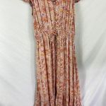 Lucky Brand Patterned Floral Flutter Sleeve Maxi Dress Size Medium Photo 1