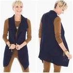 Chico's  Navy Blue Shimmer Open Chunky Knit Grandmacore Vest with Pockets Photo 1
