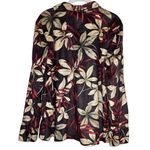 Brown Cream & Red Jamaica Bay Tropical Floral Long Sleeve Top Women’s Size Large Photo 1