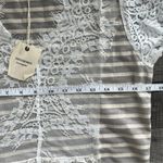 Andthewhy NWT Tunic Top Large Gray Cream Stripes Pleated Lace Details Size Small Photo 12