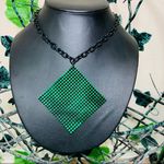 Rave Green Square E girl Punk Necklace New Photo 0