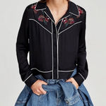 ZARA  Woman Embroidered Western Satin Top Photo 0