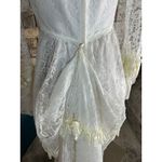 Wedding dress 1970s boho bishop sleeves ruffle train white cream Size 10 Photo 8