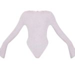 Pretty Little Thing NWT Pretty Little Thing Grey Eyelash Knit Open Back Bodysuit Women's L Holiday Photo 2