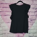 Nation Ltd  100% PIMA COTTON RUFFLE TRIM BLACK TANK TOP XL Photo 1