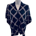 Jones New York  Women's Black Tan White Mock Neck Zip Poncho L/XL Photo 2