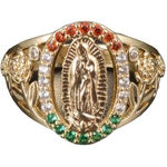 Lady of Guadalupe Virgin Mary With Round Cut Cubic Zirconia Ring size 9 Gold Photo 0