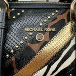 Michael Kors Stanton Medium East West Leather Barrel Messenger Black Multi. Photo 2